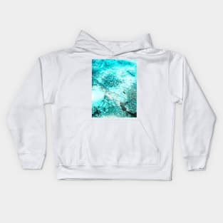 modern abstract aqua blue texture  teal turquoise Kids Hoodie